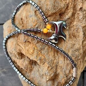 Scottie like dog, palladium necklace.